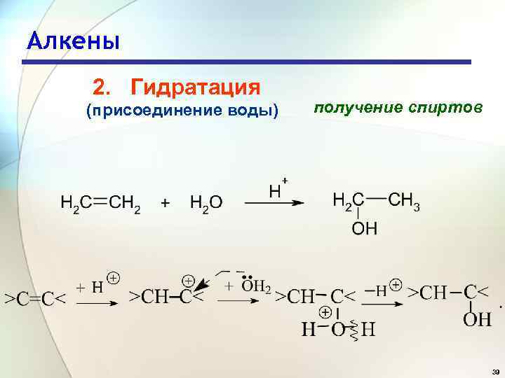 Гидратация алкенов