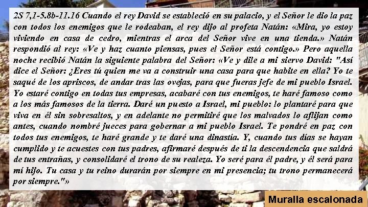 2 S 7, 1 -5. 8 b-11. 16 Cuando el rey David se estableció