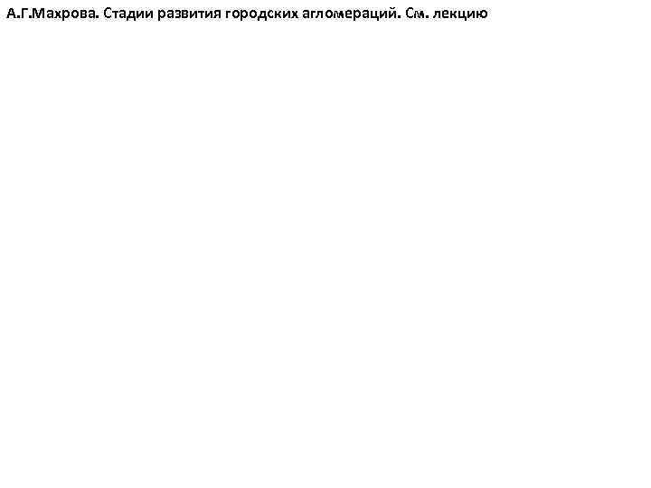 А. Г. Махрова. Стадии развития городских агломераций. См. лекцию 