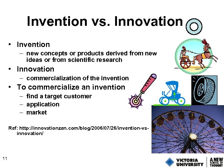 Invention vs. Innovation • Invention – new concepts or products derived from new ideas