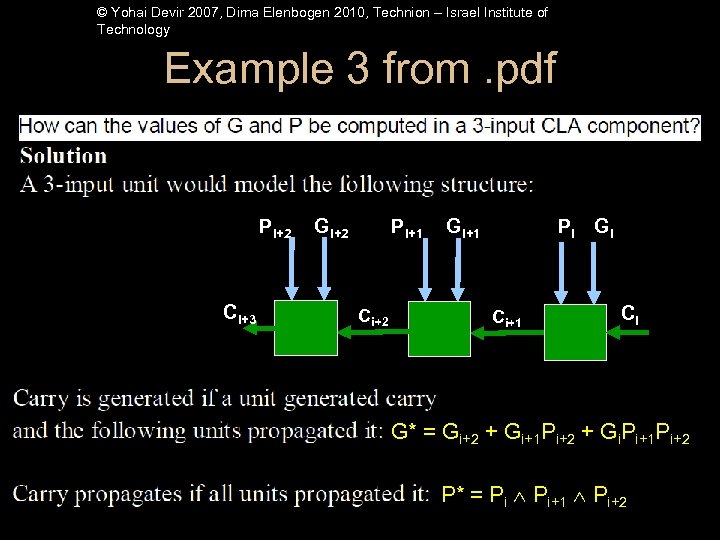 © Yohai Devir 2007, Dima Elenbogen 2010, Technion – Israel Institute of Technology Example