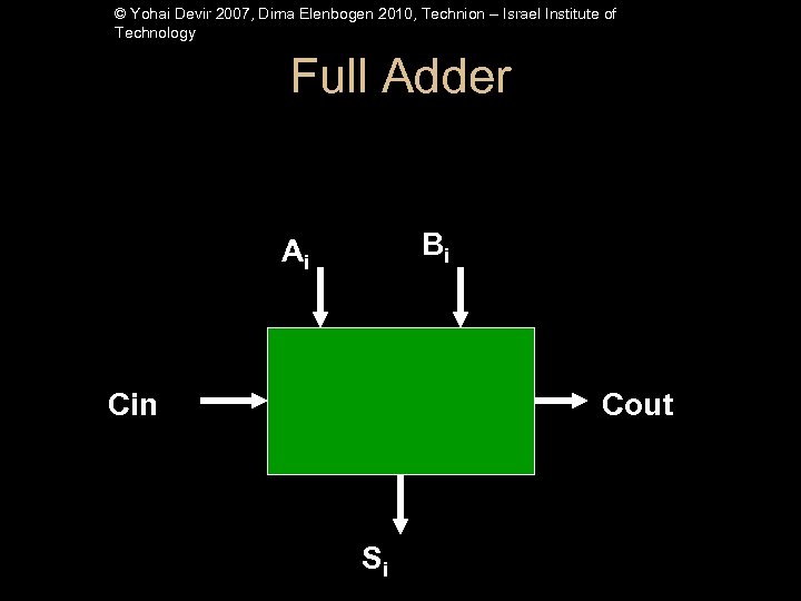 © Yohai Devir 2007, Dima Elenbogen 2010, Technion – Israel Institute of Technology Full
