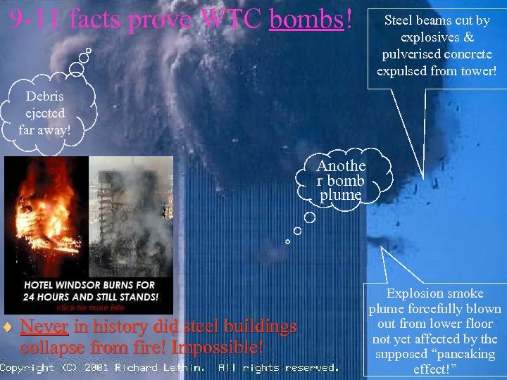 9 -11 facts prove WTC bombs! Steel beams cut by explosives & pulverised concrete