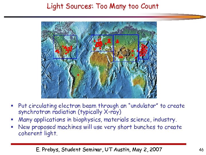 Light Sources: Too Many too Count § Put circulating electron beam through an “undulator”