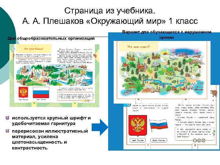 Страница из учебника. А. А. Плешаков «Окружающий мир» 1 класс Для общеобразовательных организаций используется