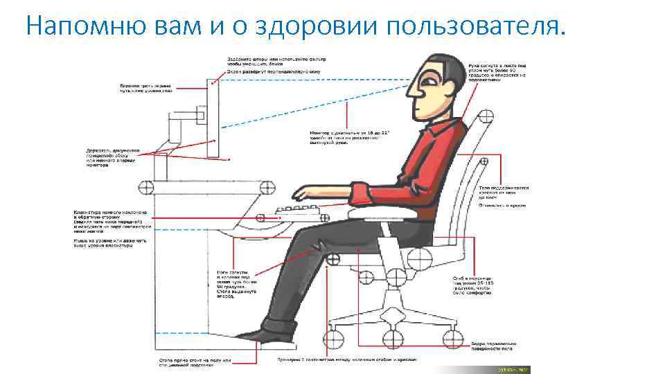 Напомню вам и о здоровии пользователя. 