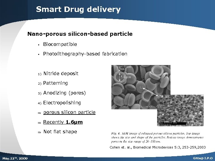 Smart Drug delivery Nano-porous silicon-based particle § Biocompatible § Photolithography-based fabrication 1) Nitride deposit