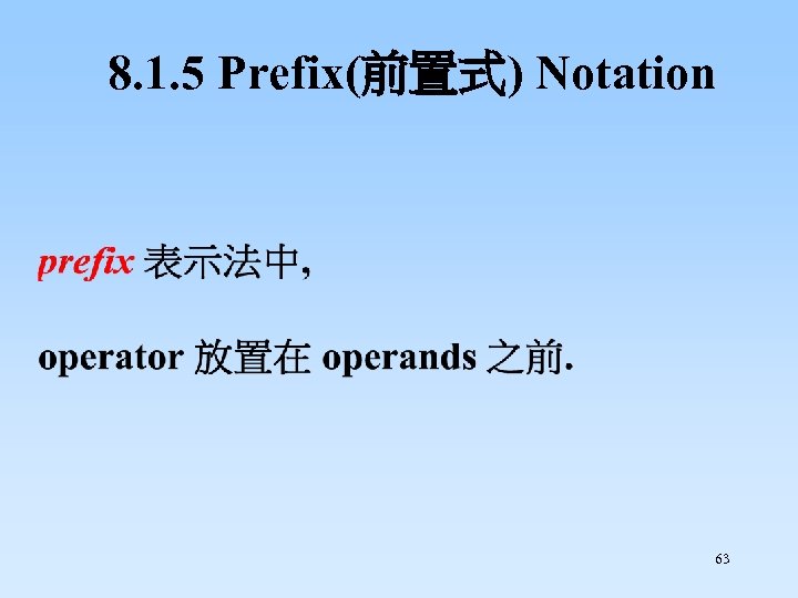 8. 1. 5 Prefix(前置式) Notation 63 