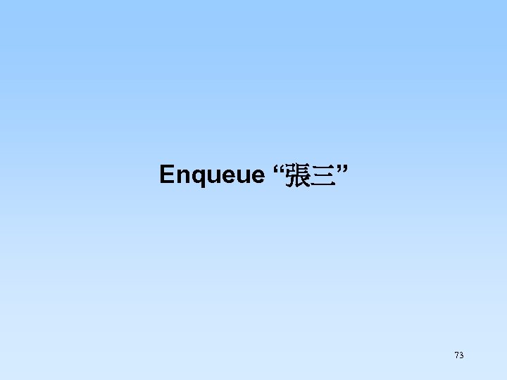 Enqueue “張三” 73 