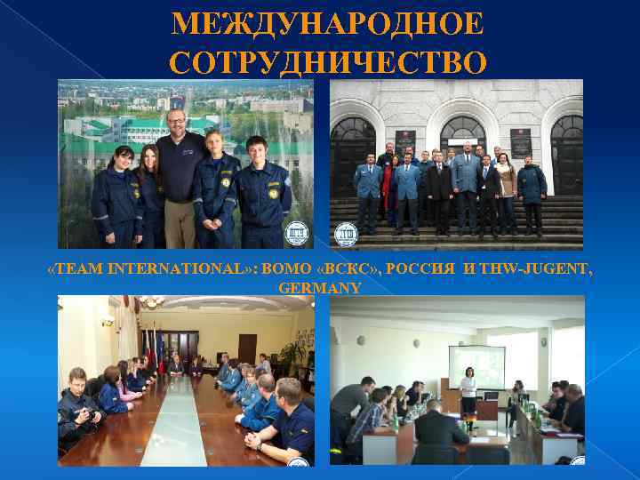 МЕЖДУНАРОДНОЕ СОТРУДНИЧЕСТВО «TEAM INTERNATIONAL» : ВОМО «ВСКС» , РОССИЯ И THW-JUGENT, GERMANY 