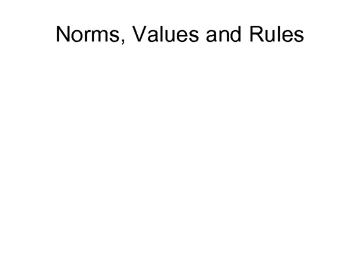 Norms, Values and Rules 