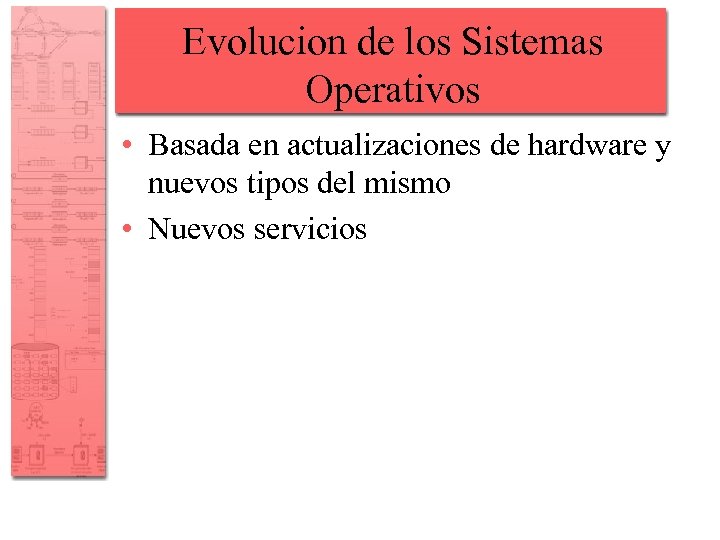 Evolucion de los Sistemas Operativos • Basada en actualizaciones de hardware y nuevos tipos