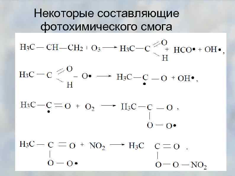 Некоторые составляющие фотохимического смога 