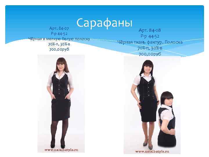 Сарафаны Арт. 84 -07 Р-р 44 -52 Чёрная в мелкую белую полоску 70%-п, 30%-в