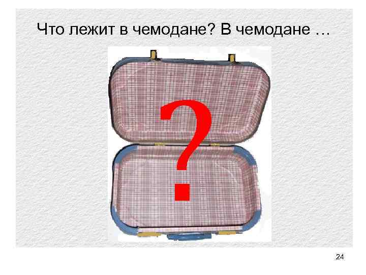 Что лежит в чемодане? В чемодане … … ? 24 