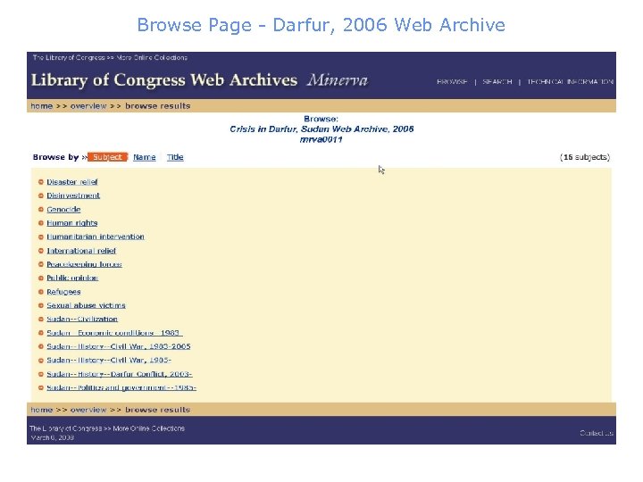 Browse Page - Darfur, 2006 Web Archive 