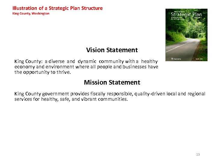 Vision Statement King County: a diverse and dynamic community with a healthy economy and