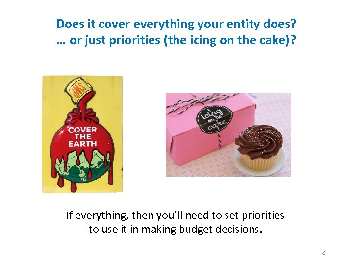 Does it cover everything your entity does? … or just priorities (the icing on