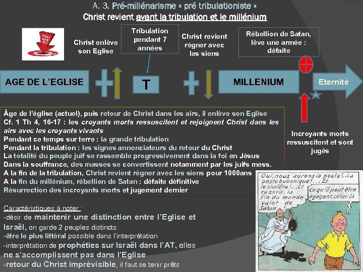 A. 3. Pré-millénarisme « pré tribulationiste » Christ revient avant la tribulation et le