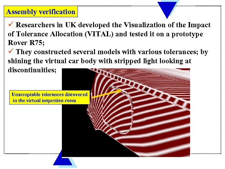 Assembly verification ü Researchers in UK developed the Visualization of the Impact of Tolerance