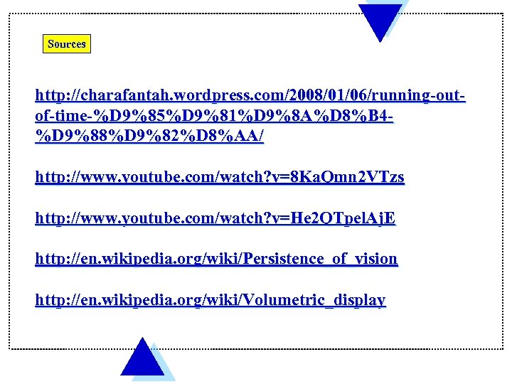 Sources http: //charafantah. wordpress. com/2008/01/06/running-outof-time-%D 9%85%D 9%81%D 9%8 A%D 8%B 4%D 9%88%D 9%82%D 8%AA/