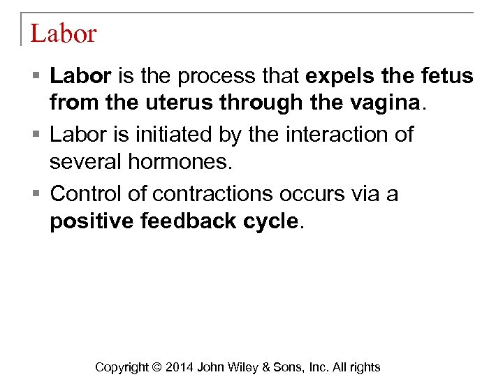 Labor § Labor is the process that expels the fetus from the uterus through