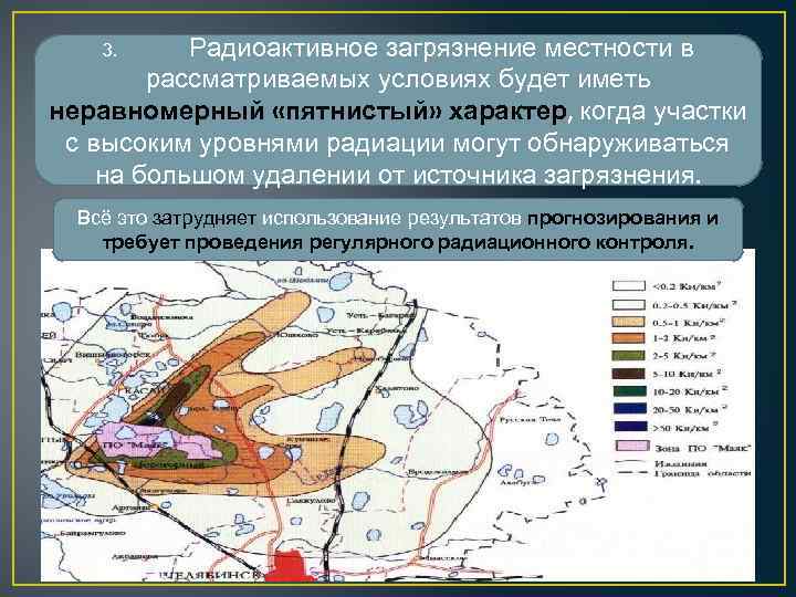 Схема радиоактивного загрязнения местности