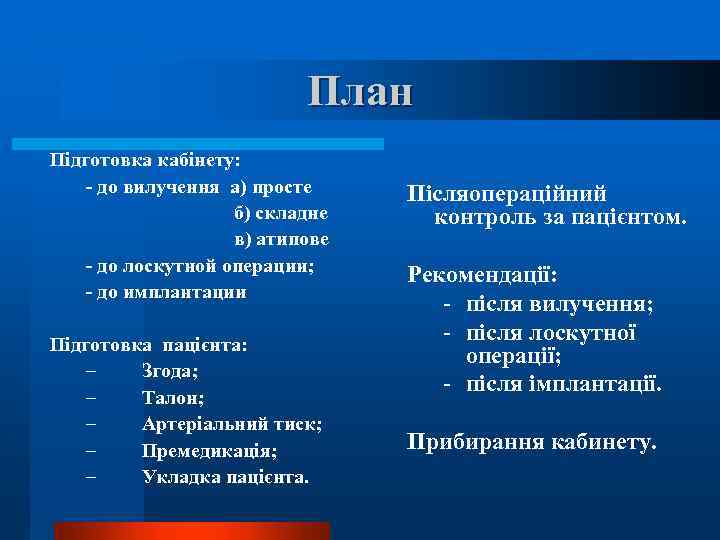 План Підготовка кабінету: - до вилучення а) просте б) складне в) атипове - до