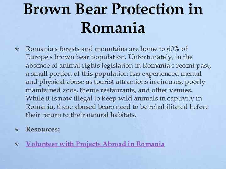 Brown Bear Protection in Romania's forests and mountains are home to 60% of Europe's