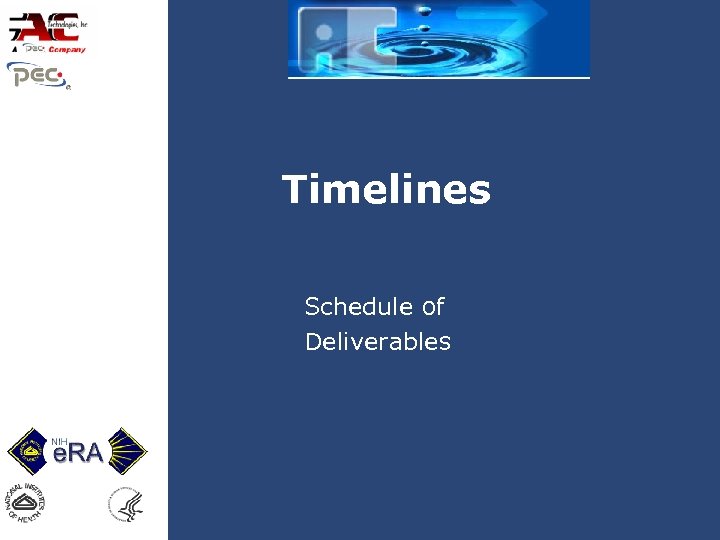 Timelines Schedule of Deliverables 