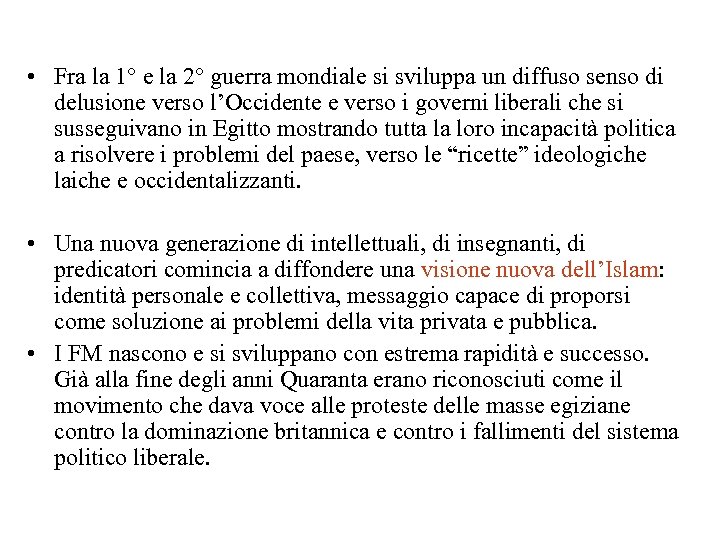  • Fra la 1° e la 2° guerra mondiale si sviluppa un diffuso