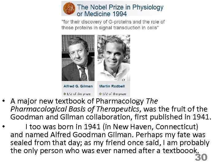  • A major new textbook of Pharmacology The Pharmacological Basis of Therapeutics, was
