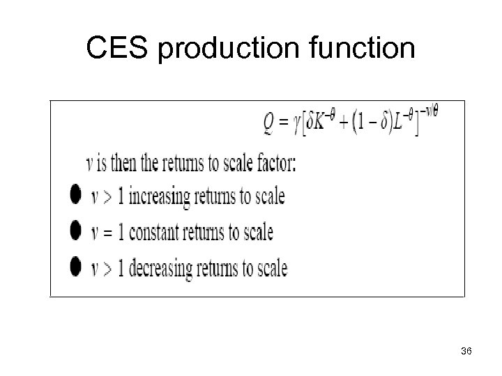 CES production function 36 