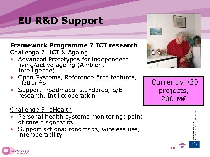 EU R&D Support Framework Programme 7 ICT research Challenge 7: ICT & Ageing •