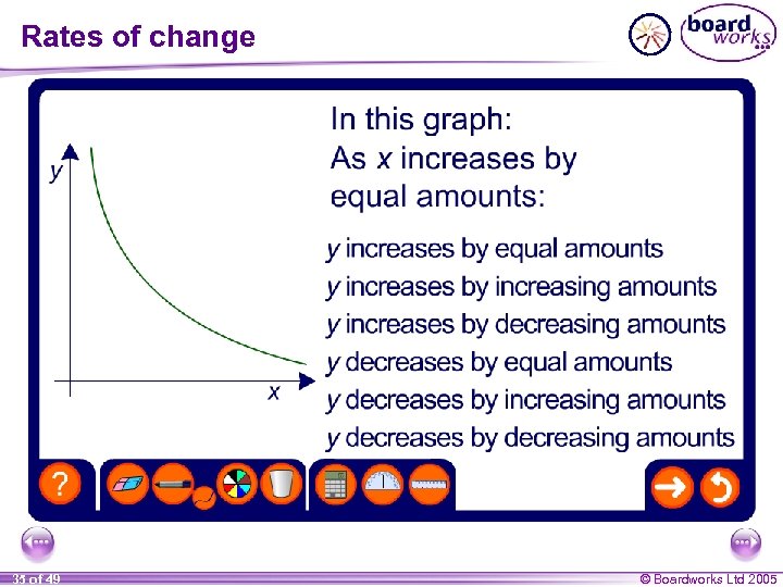 Rates of change 35 of 49 © Boardworks Ltd 2005 