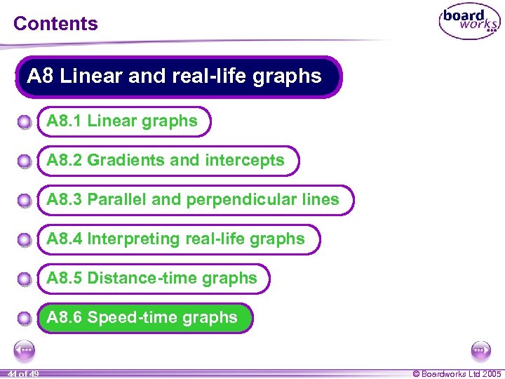 Contents A 8 Linear and real-life graphs A 8. 1 Linear graphs A 8.