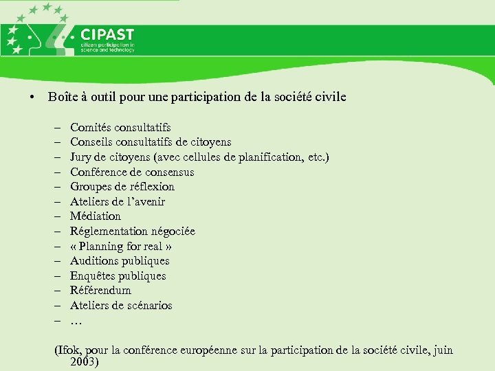  • Boîte à outil pour une participation de la société civile – –
