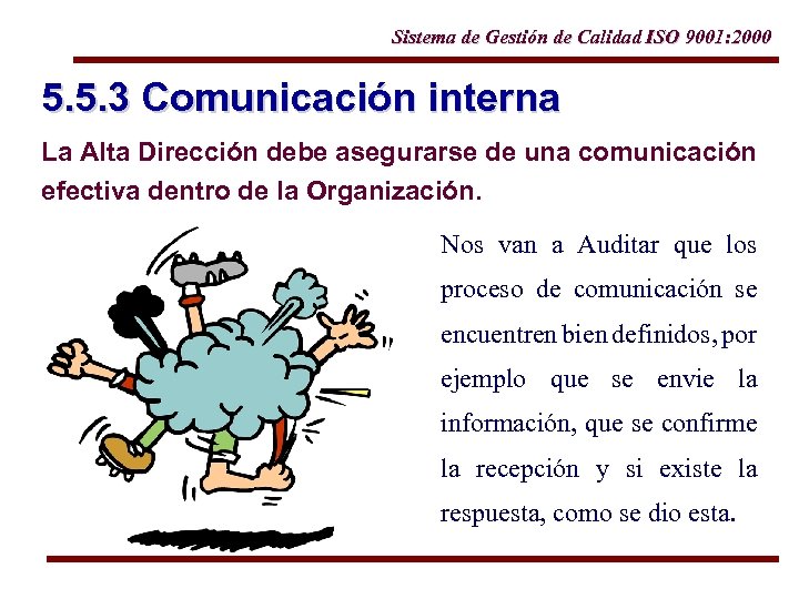 Sistema de Gestión de Calidad ISO 9001: 2000 5. 5. 3 Comunicación interna La