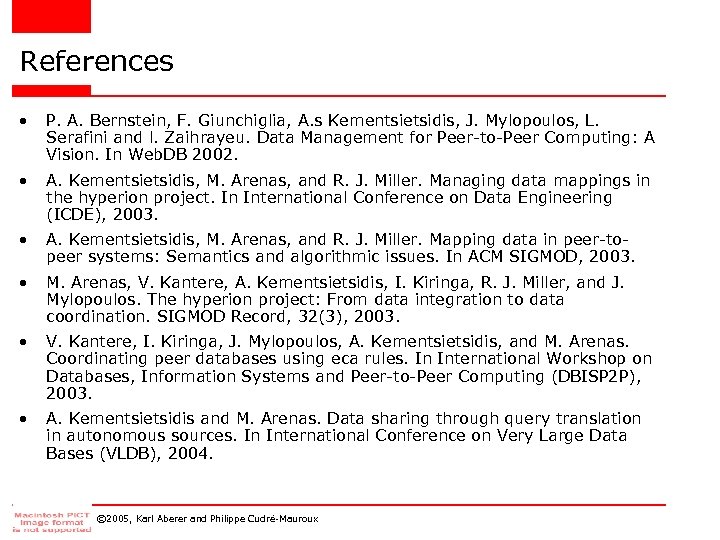 References • P. A. Bernstein, F. Giunchiglia, A. s Kementsietsidis, J. Mylopoulos, L. Serafini
