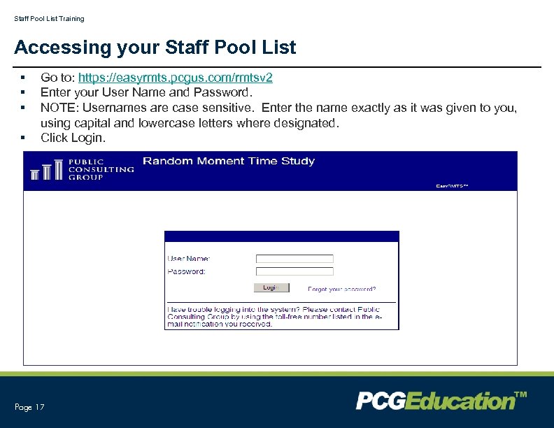 Staff Pool List Training Accessing your Staff Pool List § § Go to: https: