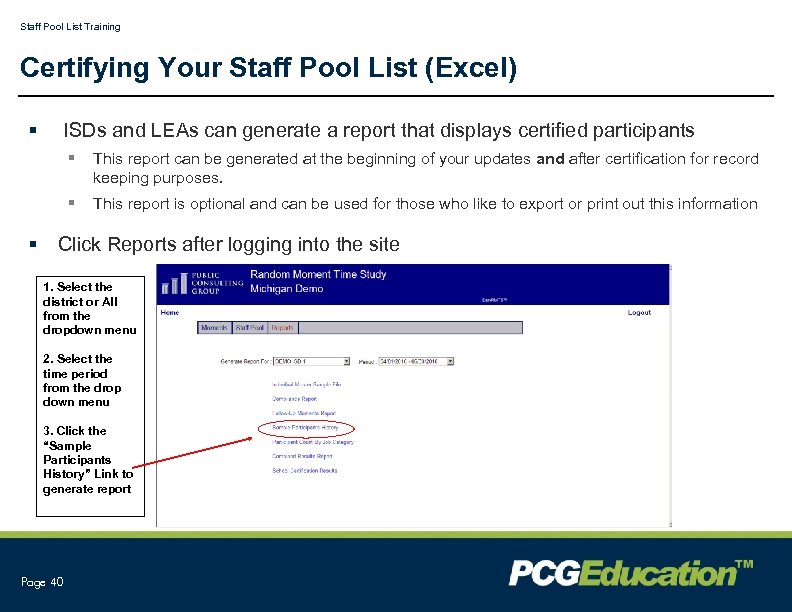Staff Pool List Training Certifying Your Staff Pool List (Excel) § ISDs and LEAs