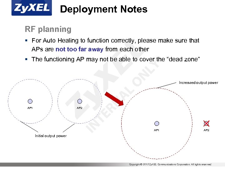Deployment Notes RF planning § For Auto Healing to function correctly, please make sure
