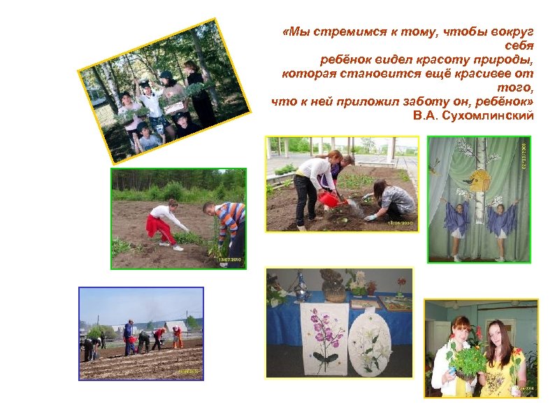  «Мы стремимся к тому, чтобы вокруг себя ребёнок видел красоту природы, которая становится