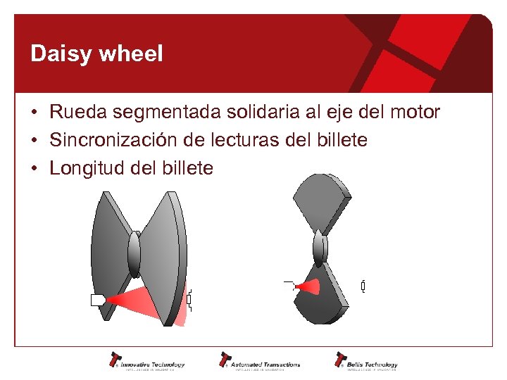Daisy wheel • Rueda segmentada solidaria al eje del motor • Sincronización de lecturas