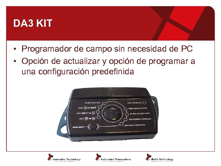 DA 3 KIT • Programador de campo sin necesidad de PC • Opción de
