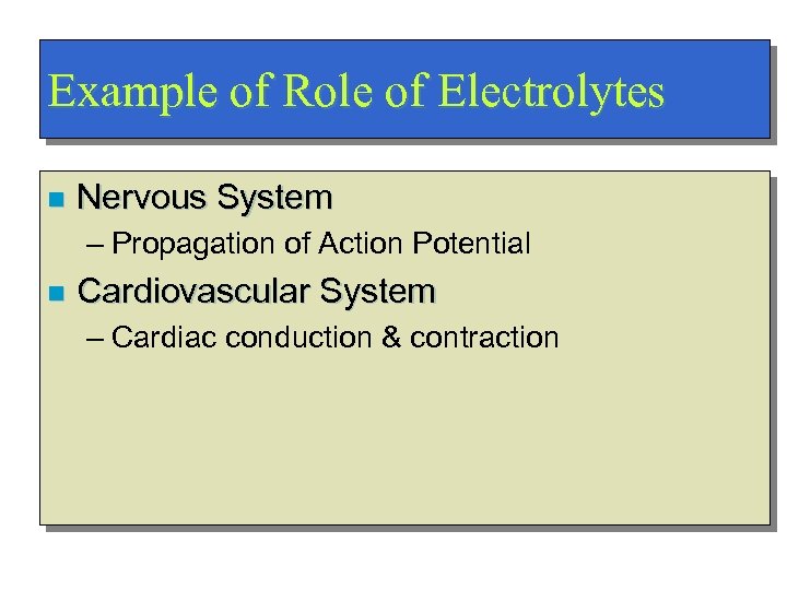 Example of Role of Electrolytes n Nervous System – Propagation of Action Potential n