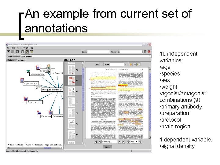 An example from current set of annotations 10 independent variables: • age • species