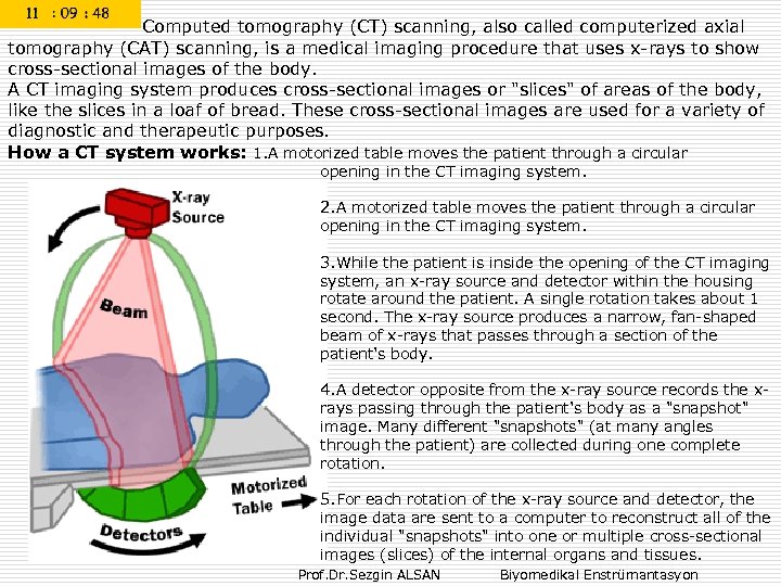  Computed tomography (CT) scanning, also called computerized axial tomography (CAT) scanning, is a