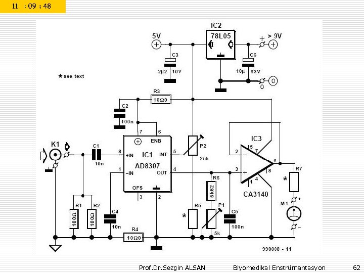 Prof. Dr. Sezgin ALSAN Biyomedikal Enstrümantasyon 62 