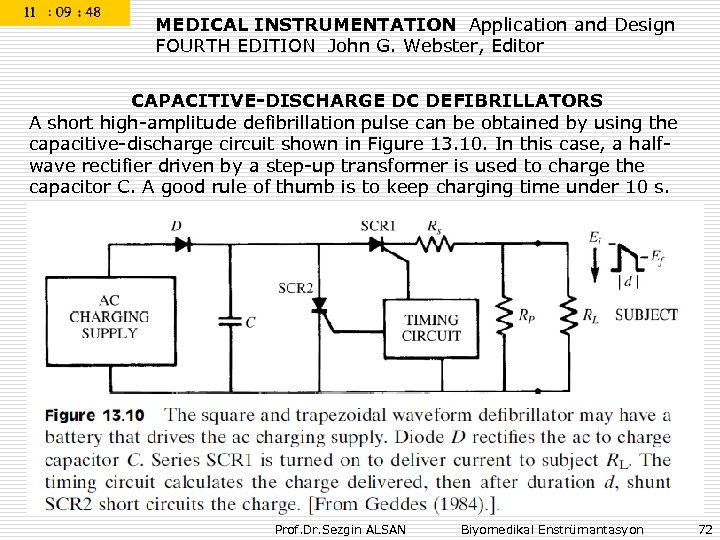 MEDICAL INSTRUMENTATION Application and Design FOURTH EDITION John G. Webster, Editor CAPACITIVE-DISCHARGE DC DEFIBRILLATORS